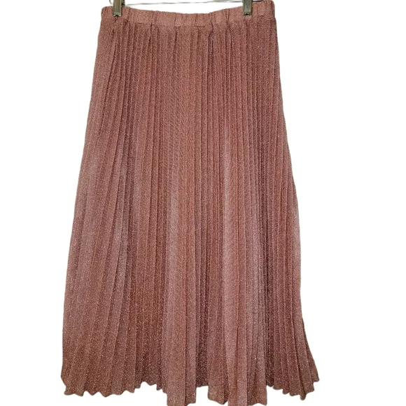 NWT Divided Skirt Women Small Metalic Pleated Elastic Waistband Pull On - Picture 5 of 5